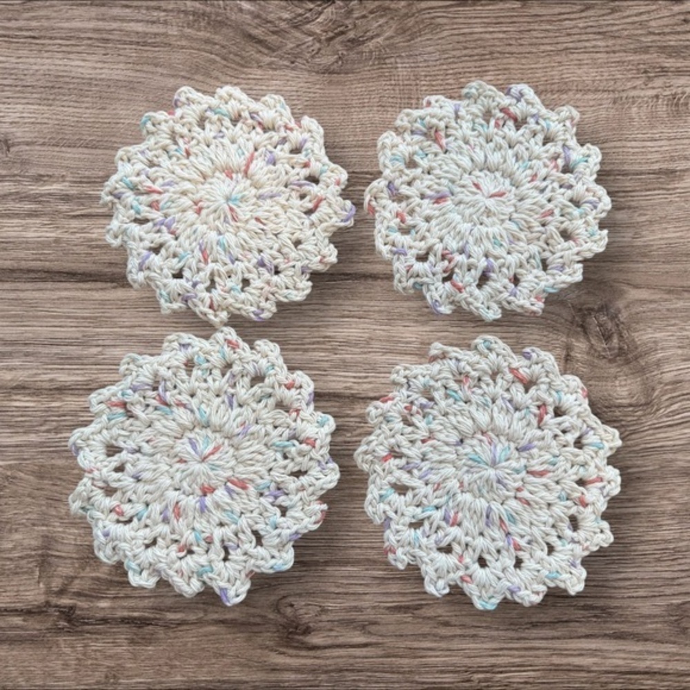 Elegant Multicolor Crochet Bath Coasters